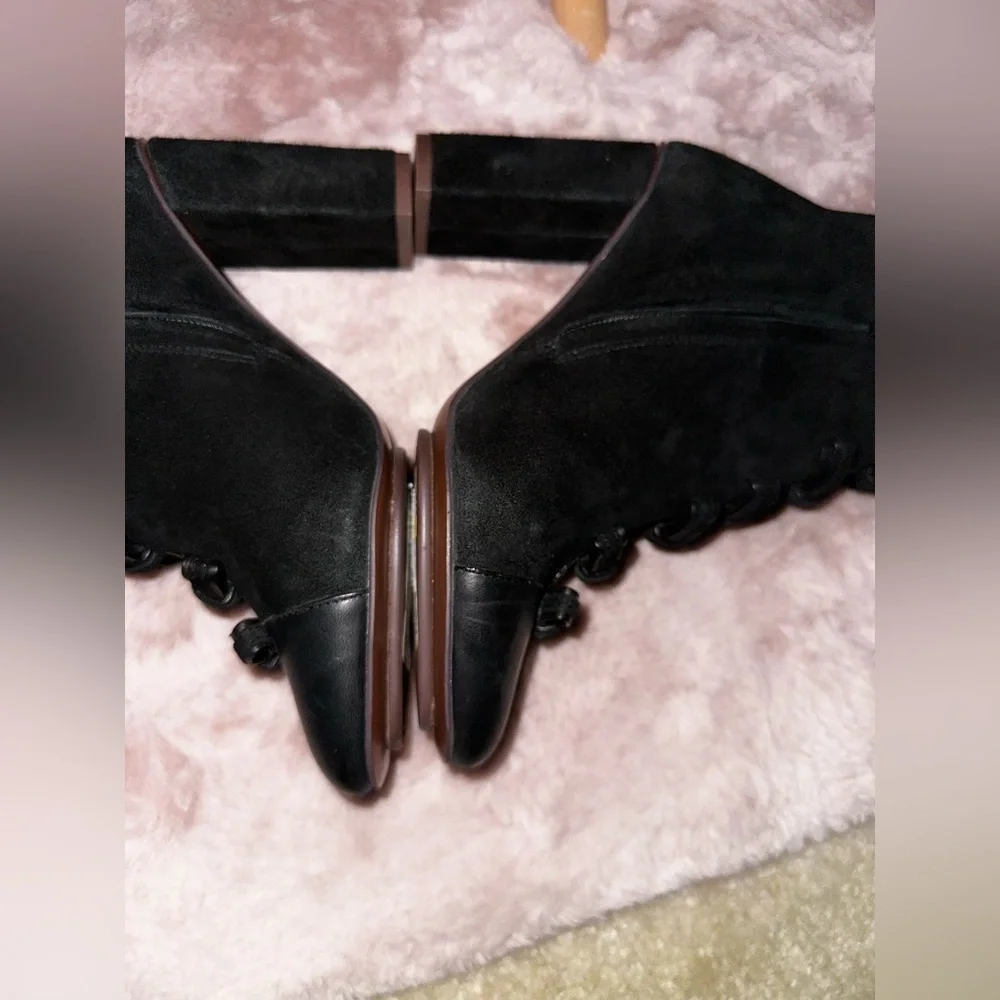 See By Chloe black leather bow front leather block heel booties ankle boot 37.5 - Picture 10 of 16